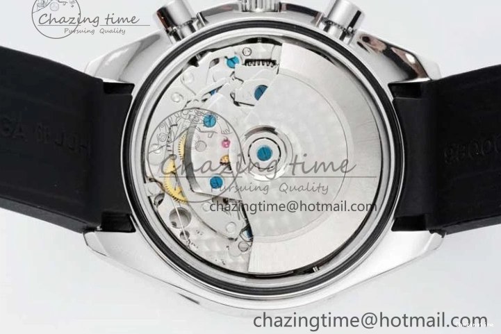 0706 TopPick Speedmaster Racing Master SS HKF Best Edition White Black Dial on Black Rubber Strap A 7813